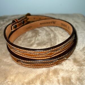 LeeGin Genuine Leather Western Stitched Belt Brown Size 32